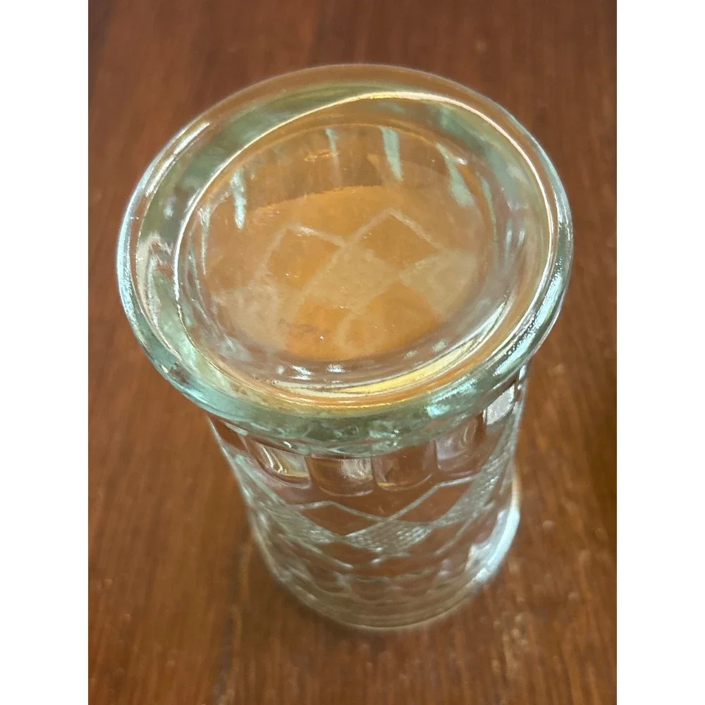 Vintage Clear Diamond Pattern Glass Sugar Shaker Spice Dispenser Stainless Lid